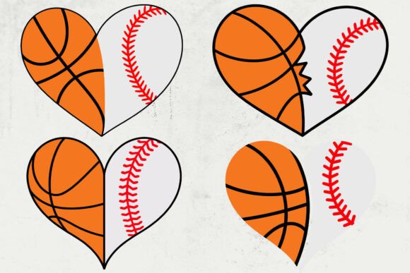 Basketball SVG, Baseball SVG, Half Heart for Crafts & Graphics