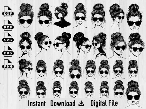 Messy Bun Bundle: Fresh Graphics for Crafts